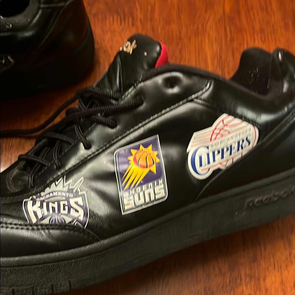 Reebok Black Leather NBA Western Conference Team Logo Sneakers Size13 - Picture 16 of 16